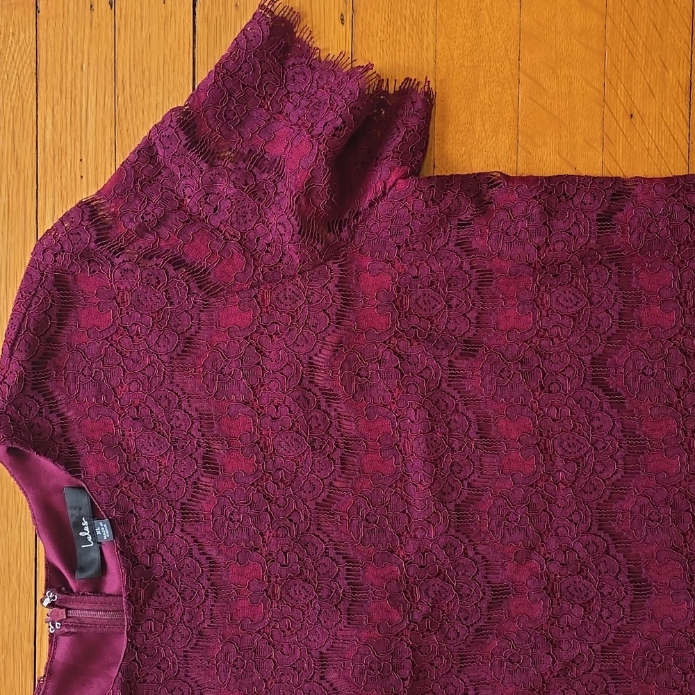 Lulus, Take Me To Brunch, Burgundy Lace Shift Dress, EUC, Women's XL - Picture 5 of 16